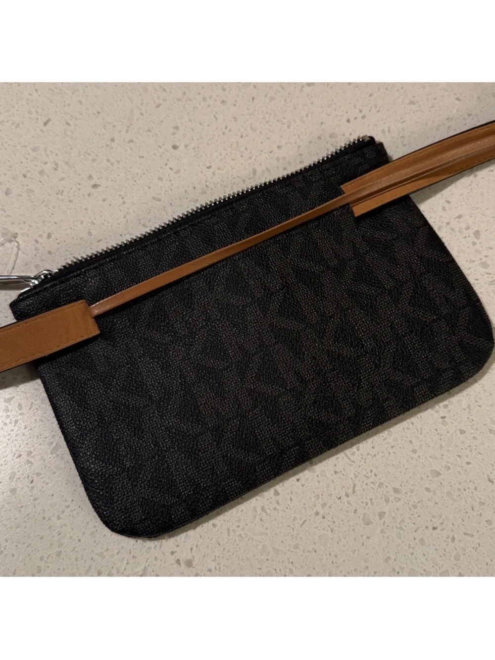 Michael Kors‎ Logo Belt Bag Black Gray Brown Waist Fanny Pack Purse Sz Medium